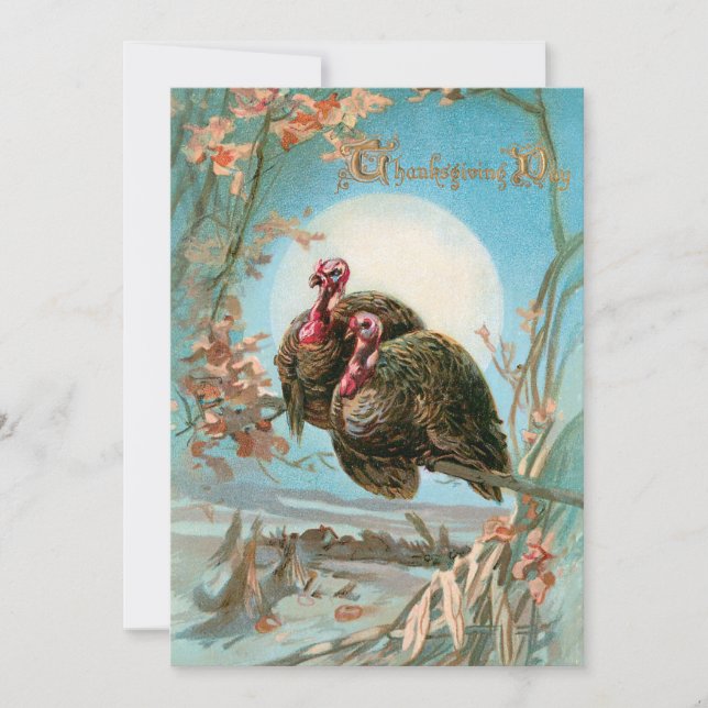 Vintage Thanksgiving Turkey under full gång Julkort (Framsida)
