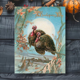 Vintage Thanksgiving Turkey under full gång Vykort