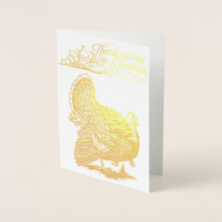 Vintage Thanksgiving Turkhöst Folierat Kort