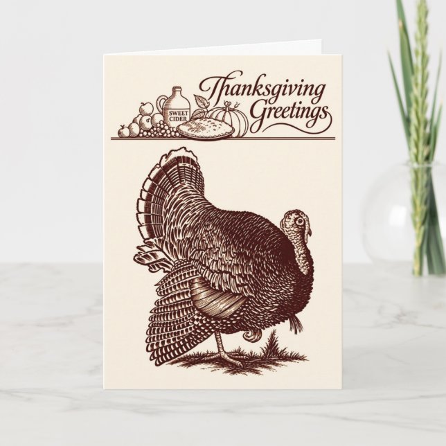 Vintage Thanksgiving Turkhöst Kort (Framsida)