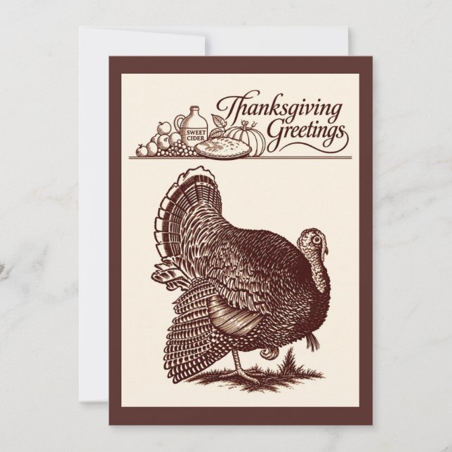 Vintage Thanksgiving Turkhöst Kort (Framsida)