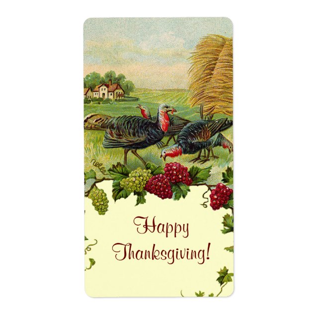 Vintage Thanksgiving Turkiet-etiketter Fraktsedel (Framsidan)