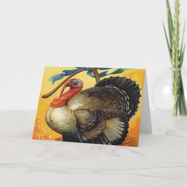 Vintage Thanksgiving Turkiet Helgkort (Framsida)