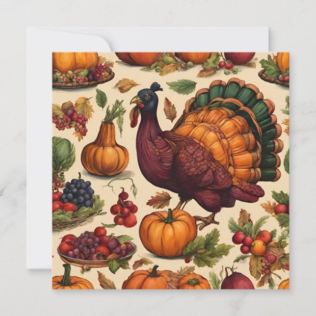 Vintage Thanksgiving Turkiet Julkort (Framsida)