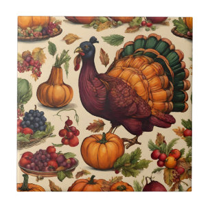 Vintage Thanksgiving Turkiet Kakelplatta