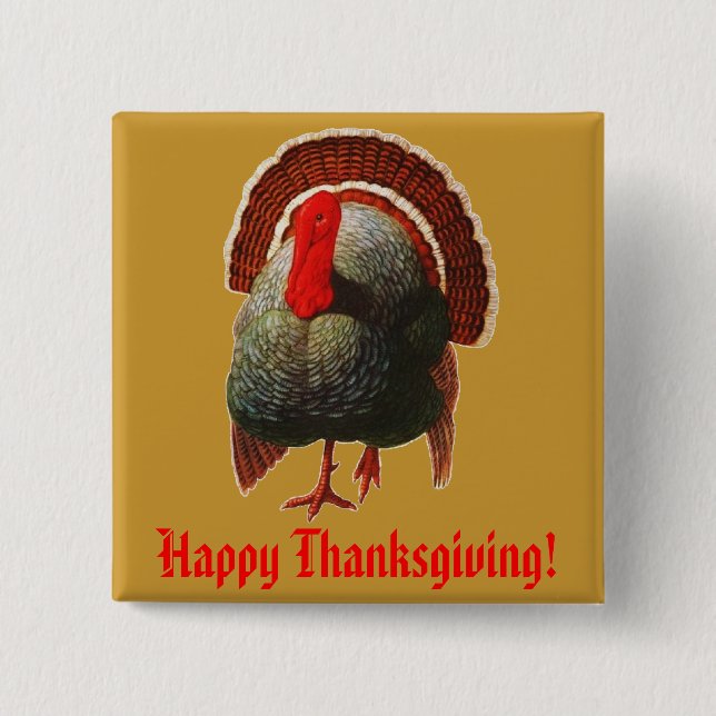 Vintage Thanksgiving Turkiet Knapp (Framsida)