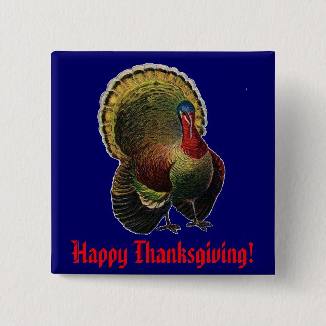 Vintage Thanksgiving Turkiet Knapp (Framsida)