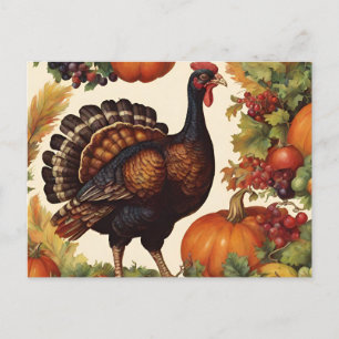Vintage Thanksgiving Turkiet med Pumpkin Helg Vykort