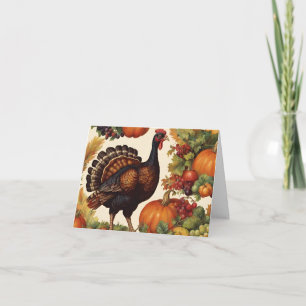 Vintage Thanksgiving Turkiet med Pumpkin Kort