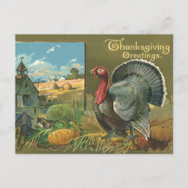 Vintage Thanksgiving, Turkiet på gården Helg Vykort