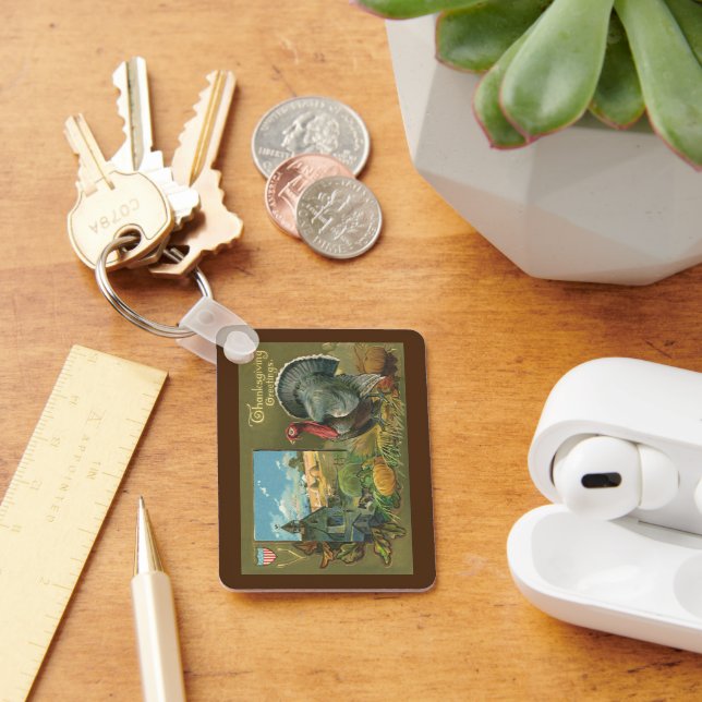 Vintage Thanksgiving, Turkiet på gården Nyckelring (Skrivbord)