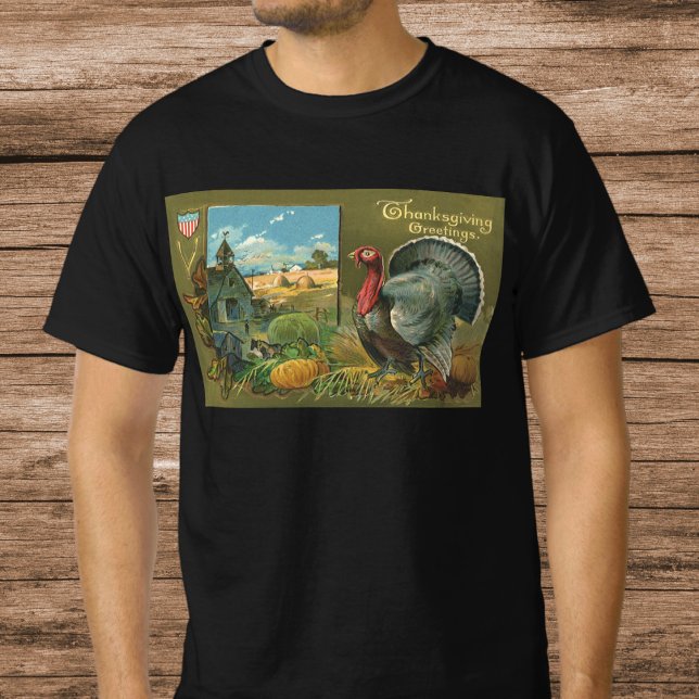 Vintage Thanksgiving, Turkiet på gården Tee Shirt (Skapare uppladdad)