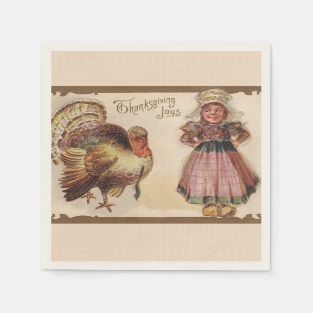 Vintage Thanksgiving Turkiet Pappersservett (Framsidan)