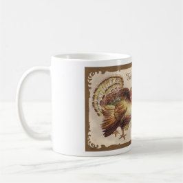 Vintage Thanksgiving, Turkiet, Pilgrim Girl Kaffemugg