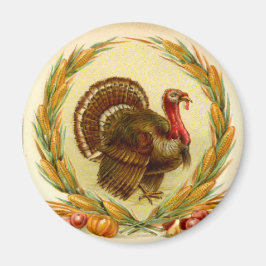 Vintage Thanksgiving Turkiet Round Magnet