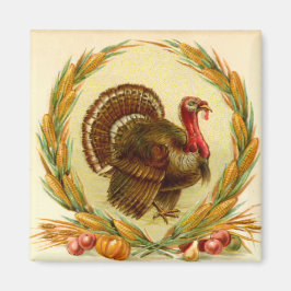 Vintage Thanksgiving Turkiet Square Magnet