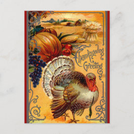 Vintage Thanksgiving Turkiet vykort Hälsning