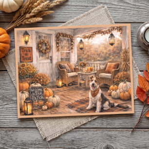 Vintage Thanksgiving Veranda Blommig Akvarell Kons Vykort