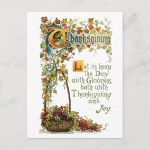 Vintage Thanksgiving Verse och Fall Foliage Helg Vykort