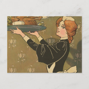 Vintage Thanksgiving Victorian Turkey Helg Vykort
