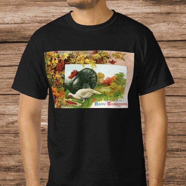 Vintage Thanksgiving, vilda kalkoner höstfärger T-shirt (Skapare uppladdad)