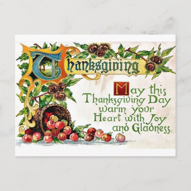 Vintage Thanksgivinghälsningar Helg Vykort (Framsida)