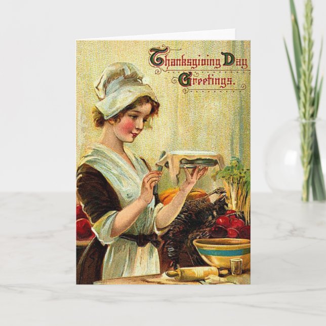 Vintage Thanksgivinghälsningar Helgkort (Framsida)