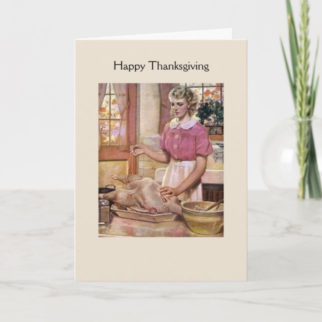 Vintage - thanksgivinghumor, helgkort (Framsida)