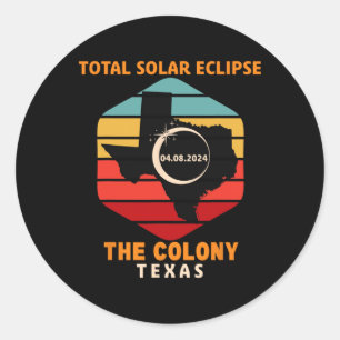 Vintage The Colony Texas Total Solar Eclipse 2024 Runt Klistermärke