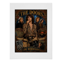 Vintage The Doors Jim Morrison Rockband Poster