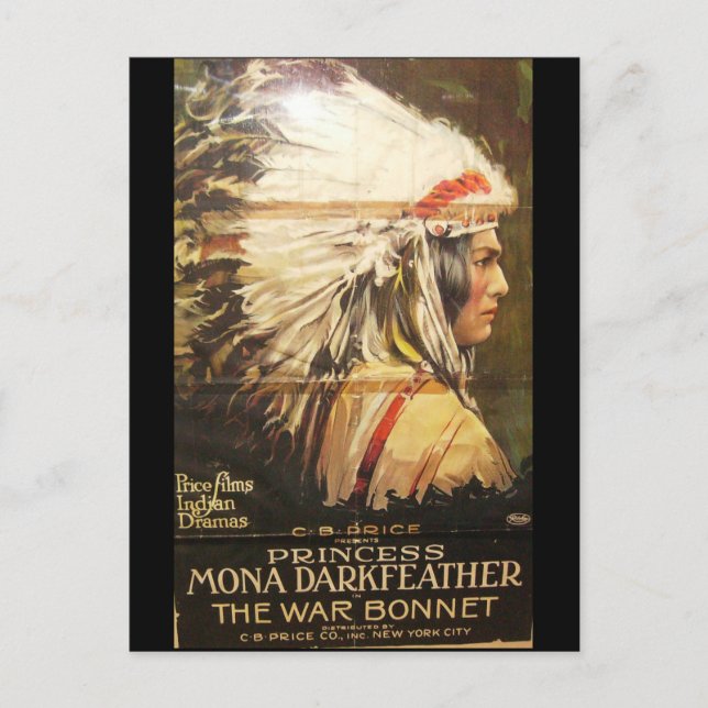 Vintage The War Bonnet 1914 Film Vykort (Framsida)