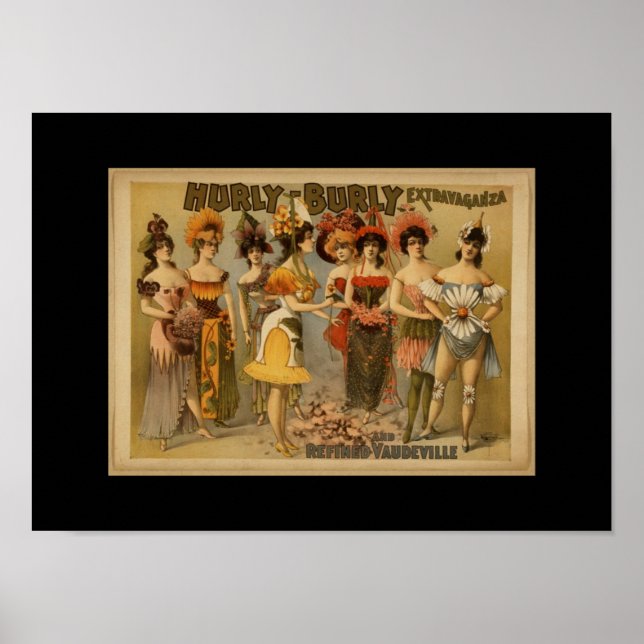 Vintage Theater Poster Hurly-Burly Vaudevillie (Framsidan)