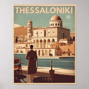 Vintage Thessalonikis stad Grekland: tillflykt frå Poster