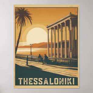 Vintage Thessalonikis stad Grekland: tillflykt frå Poster