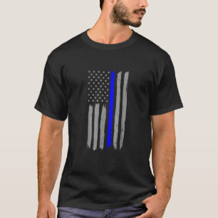 Vintage Thin Blue Line Shirt Police Support USA Fl T