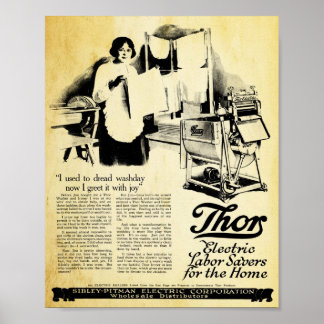Vintage Thor Brand Electric Washing Machine Print Poster