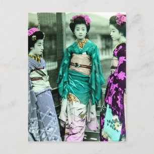 Vintage Three Young Geisha i Gamla Japan Vykort