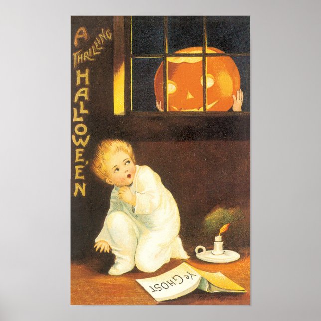Vintage Thrilling Halloween av Ellen Clapsaddle Poster (Framsidan)