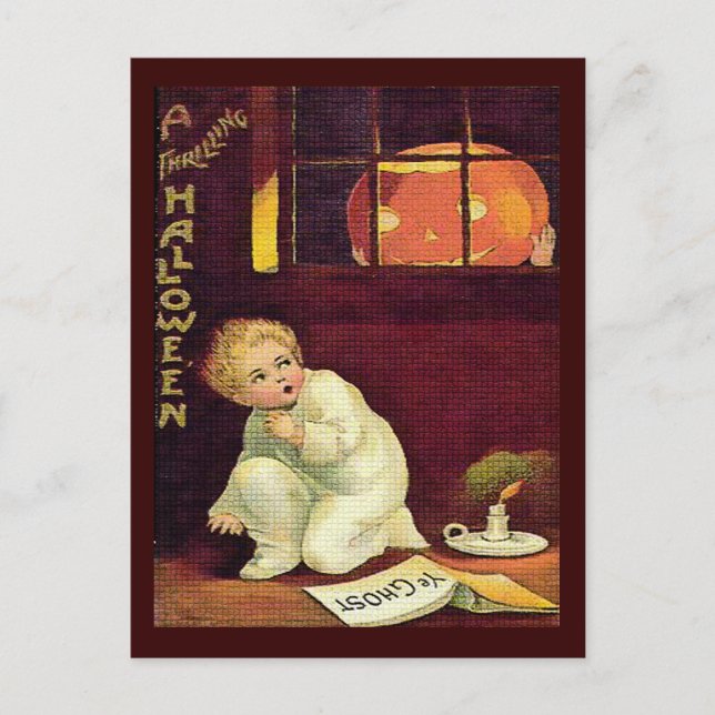Vintage Thrilling Halloween Vykort (Framsida)