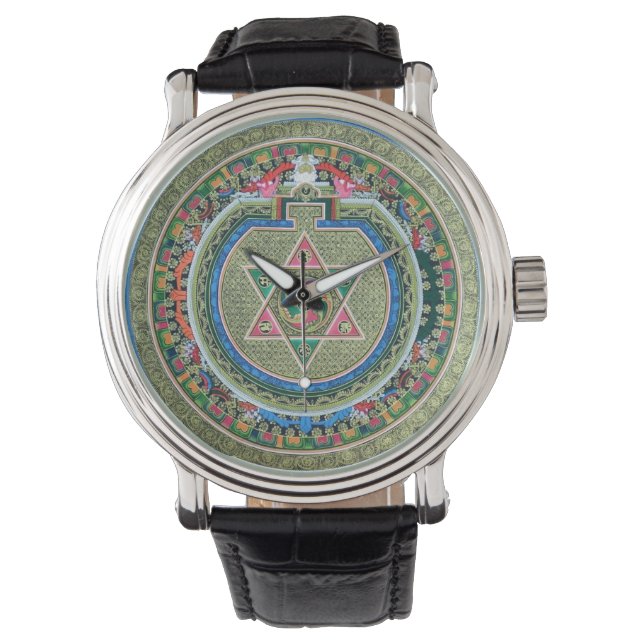 Vintage Tibetansk Tantric Buddhism Mandala Armbandsur (Framsida)