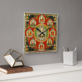 Vintage Tibetansk Tantric Buddhism Mandala Fyrkantig Klocka