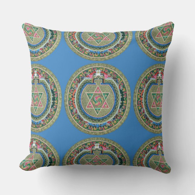 Vintage Tibetansk Tantric Buddhism Mandala Kudde (Framsida)