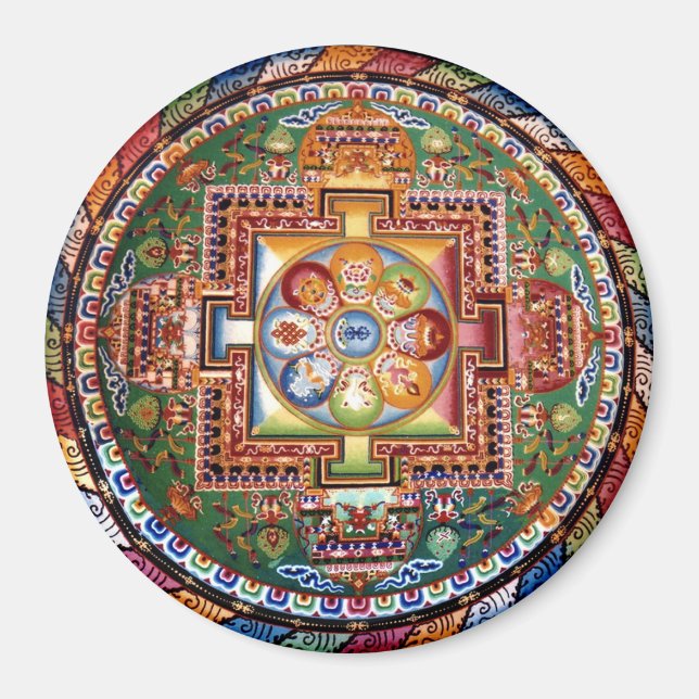 Vintage Tibetansk Tantric Buddhism Mandala Magnet (Framsidan)
