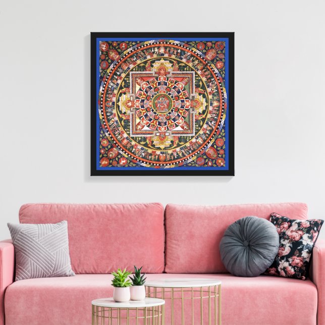 Vintage Tibetansk Tantric Buddhism Mandala Wall De Canvastryck (Insitu (Vardagsrum))