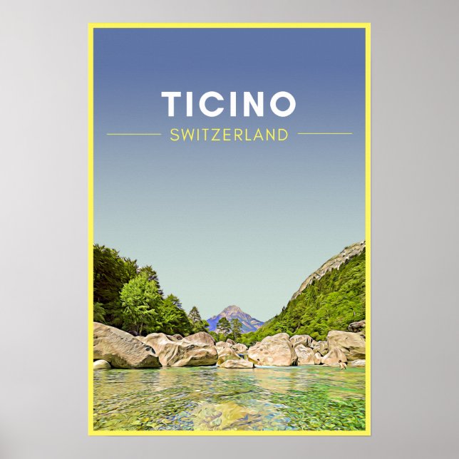 Vintage Ticino Schweiz Travel Poster (Framsidan)