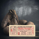 Vintage Ticket Boxnings Handskor Bar Mitzvah Röd Inbjudningar<br><div class="desc">En antiklikt inspirerad inbjudan till bar eller bat mitzvah, nu med boxningshandskor. RSVP - kontaktinformation på avrivbar stubb och på baksidan för läsbarhet. Det mesta av texten kan anpassas, du kan ändra färgen och bakgrundsfärgen. Klicka på "Anpassa" och använd färgproverna till höger för att ändra bakgrundsfärgen. Ögonverktyget ger dig ännu...</div>