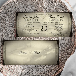 Vintage Ticket Style Wedding Invitation Inbjudningar