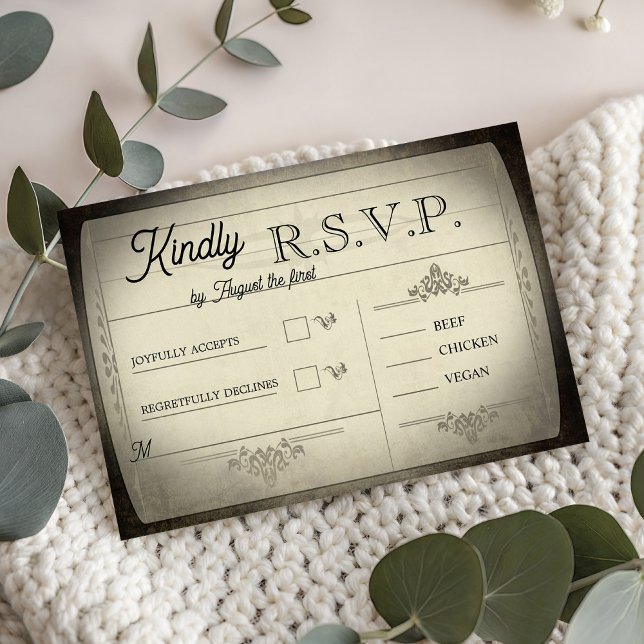 Vintage Ticket Style Wedding RSVP OSA Kort (Vintage Ticket Style Wedding RSVP)