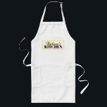 Vintage Ticking Stripe Coordinating Yellow Långt Förkläde<br><div class="desc">Keep your clothes clean as you cook wearing this personalized apron. This design coordinates with my Ticking Stripe Vintage Farmhouse style kitchen accessories collection each apron is available with blue, sage green, mushroom brown, or mustard yellow accents. Great gift for the bride to be, someone moving into a new home,...</div>