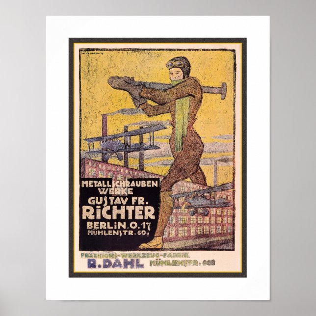 VINTAGE TIDIG FLYGNING REKLAMAFFISCH POSTER (Framsidan)
